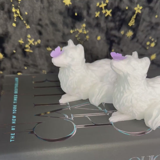 Arctic Fox with Butterfly Shelf Sitter | Fantasy Bookshelf Decor | Cottagecore Gift