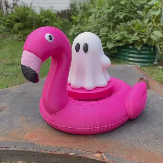 Ghost Clicker Flamingo Floatie | Fidget Toy | Girly Office Desk Accessory | Spooky Cute Halloween Gift