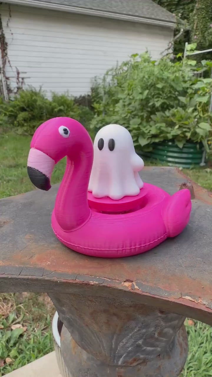 Ghost Clicker Flamingo Floatie | Fidget Toy | Girly Office Desk Accessory | Spooky Cute Halloween Gift